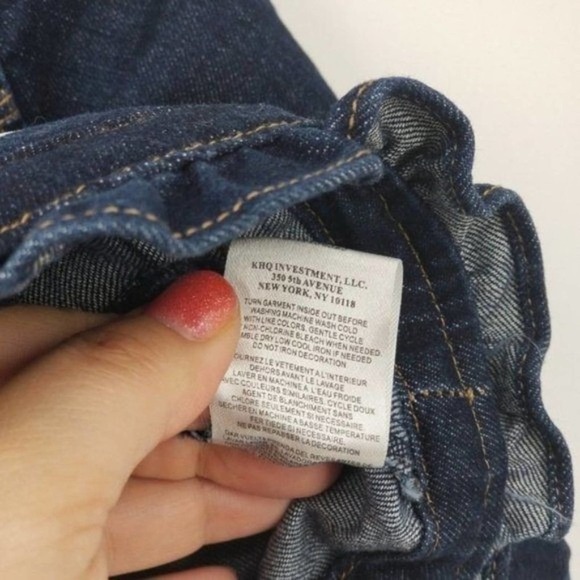 Lucky Brand Zip Up Jean Jacket with Flower Embroidery Blue Toddler Size 12M - Picture 5 of 6